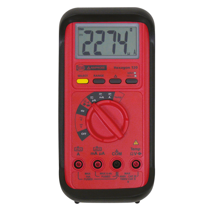 HEX-120-D Digitalmultimeter mit Akust. Buchsenkontrolle. Temperatur